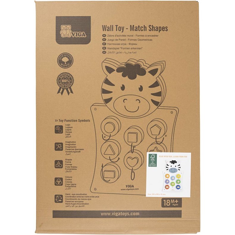 VIGA Aktivitetstavle, Zebra, str. 36x55x3,5 cm, 1 stk.