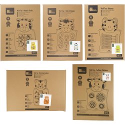 VIGA Aktivitetstavle, Ko, kat, fr&oslash;, zebra og giraf, str. 36x55x3,5 cm, 5 dele/ 1 pk.