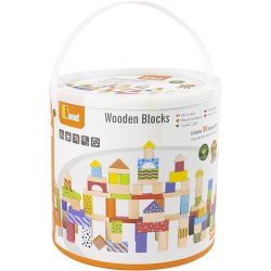 VIGA Tr&aelig;klodser med M&oslash;nster, str. 3 cm, ass. farver, 100 dele/ 1 s&aelig;t