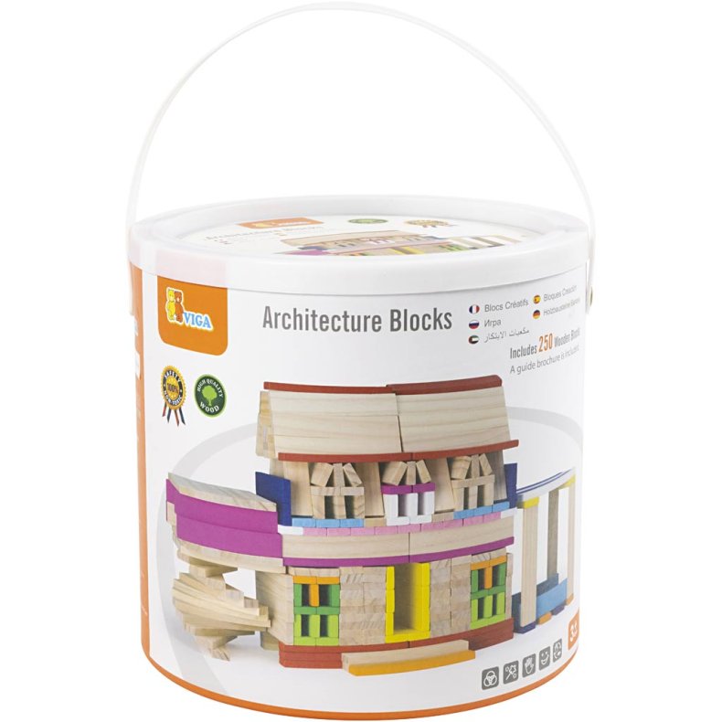 VIGA Kreative Tr&aelig;klodser, str. 10 cm, ass. farver, 250 dele/ 1 pk.