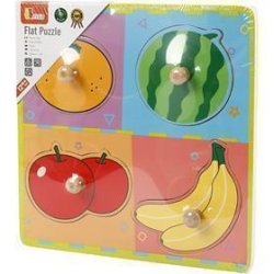 VIGA Tr&aelig;puslespil med knop, frugt, str. 22x22 cm, 4 brikker, 1 stk.