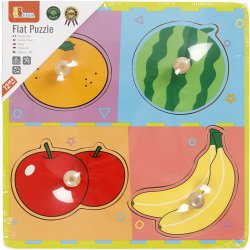 VIGA Tr&aelig;puslespil med knop, frugt, str. 22x22 cm, 4 brikker, 1 stk.