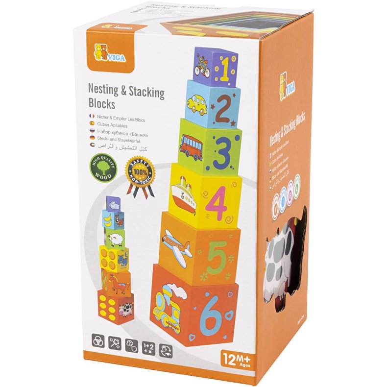 VIGA Stabelkasser, str. 48x11x11 cm, 6 dele/ 1 s&aelig;t