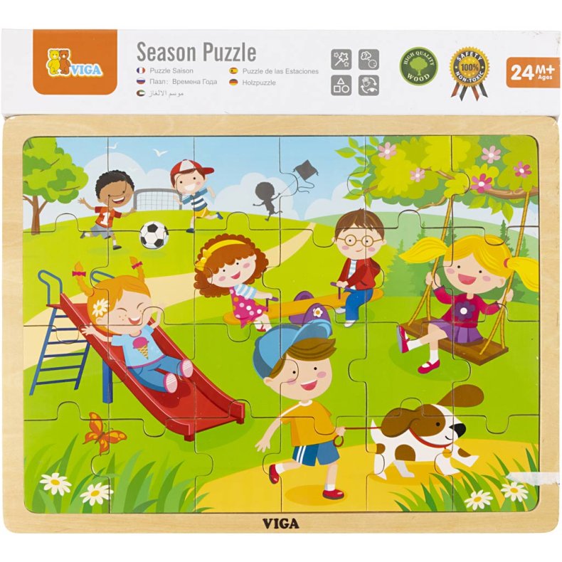 VIGA Tr&aelig;puslespil &Aring;rstider, for&aring;r, str. 30x22,5 cm, 24 brikker, 1 stk.