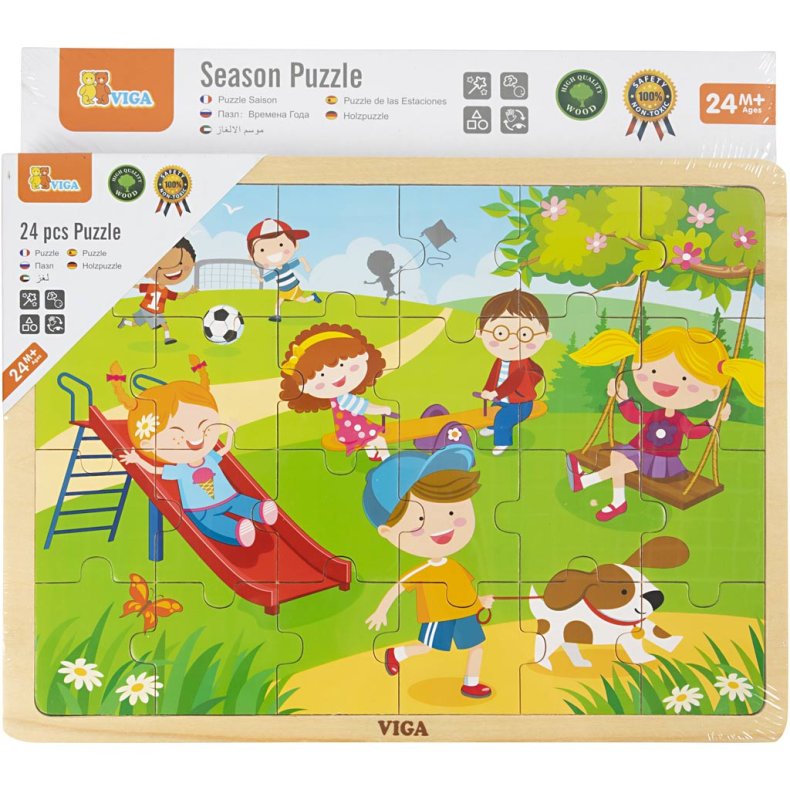 VIGA Tr&aelig;puslespil, &Aring;rstider, str. 22,5x30 cm, 4x24 brikker, 4 stk./ 1 pk.