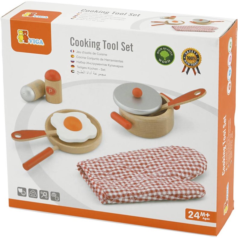 VIGA Grydes&aelig;t i Tr&aelig;, Farve kan variere, 6 dele/ 1 pk.