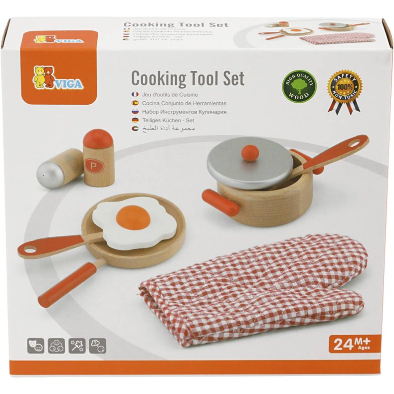 VIGA Grydes&aelig;t i Tr&aelig;, Farve kan variere, 6 dele/ 1 pk.