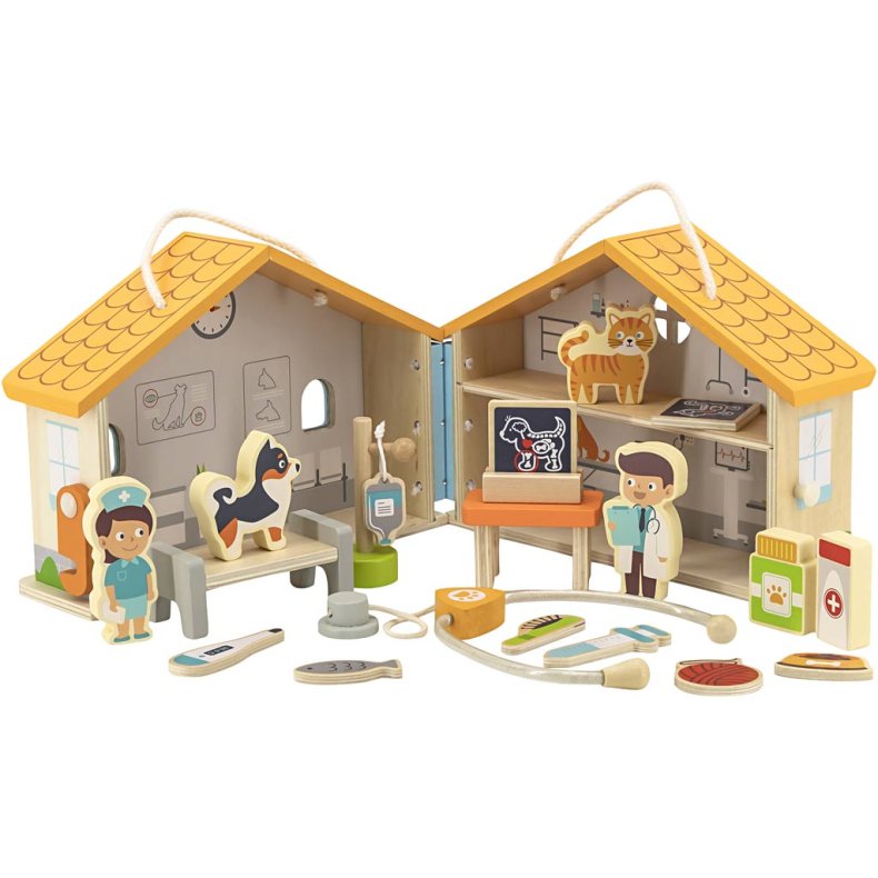 VIGA Dyrehospital, H: 17 cm, L: 22 cm, B: 12 cm, 19 dele/ 1 pk.