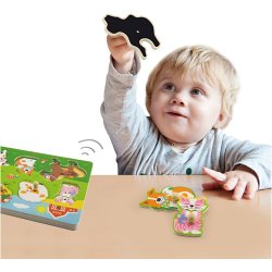 VIGA Tr&aelig;puslespil med lyd, Bondeg&aring;rdsdyr, str. 33x22,5x3 cm, 1 stk.