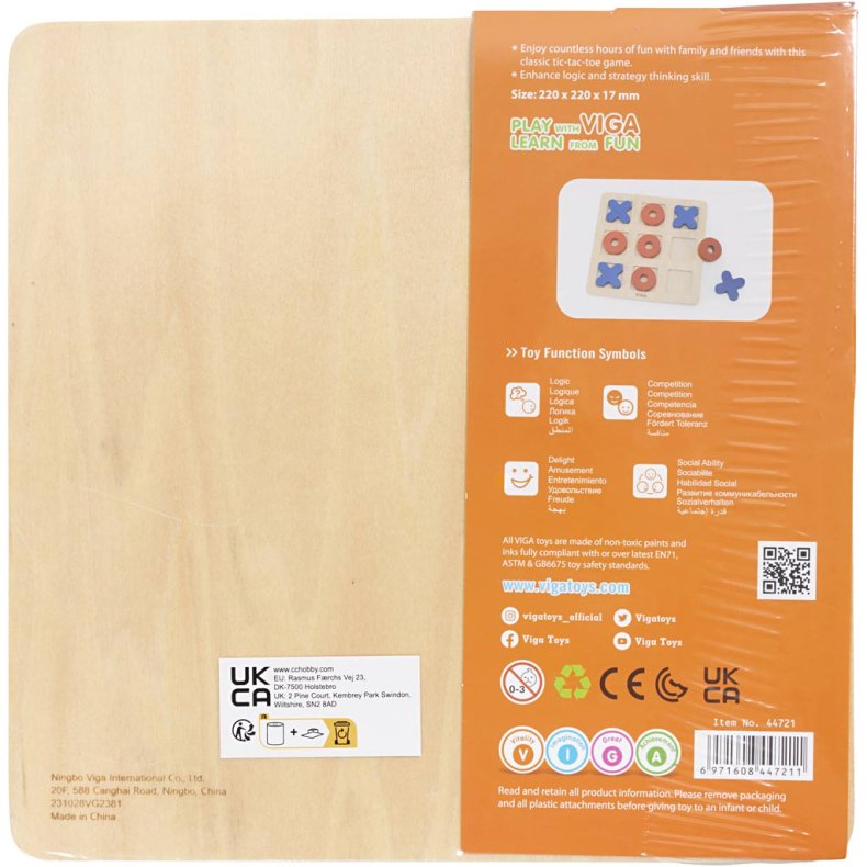 VIGA Kryds og Bolle Spil, H: 0,9 cm, L: 22, B: 22 cm, 1 stk.