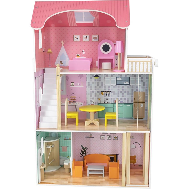 VIGA Dukkehus, str. 73x113x30 cm, 14 dele/ 1 stk.