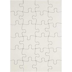 Puslespil, str. 15x21 cm, hvid, 24 brikker, 16 stk./ 1 pk.