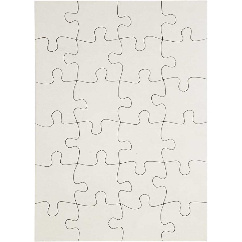 Puslespil, str. 15x21 cm, hvid, 24 brikker, 16 stk./ 1 pk.