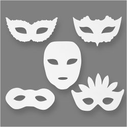 Teatermasker, H: 8,5-19 cm, B: 15-20,5 cm, 230 g, hvid, 16 stk./ 1 pk.