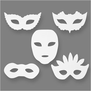 Teatermasker, H: 8,5-19 cm, B: 15-20,5 cm, 230 g, hvid, 16 stk./ 1 pk.