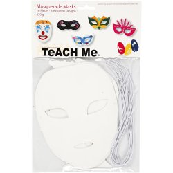 Teatermasker, H: 8,5-19 cm, B: 15-20,5 cm, 230 g, hvid, 16 stk./ 1 pk.