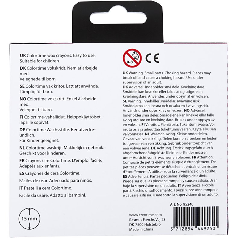 Vokskridt, L: 10 cm, diam. 15 mm, skin colours, 8 stk./ 1 pk.