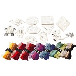 Gruppe DIY Kit Broderifigurer, str. 8-17 cm, ass. farver, 1 s&aelig;t