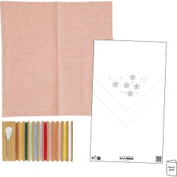 Mini DIY Kit Broderi, Stofserviet, st&oslash;vet rosa, 1 pk.