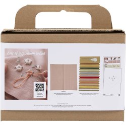 Mini DIY Kit Broderi, Stofserviet, st&oslash;vet rosa, 1 pk.