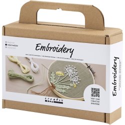 Mini DIY Kit Broderi, Broderiramme, st&oslash;vet gr&oslash;n, 1 pk.