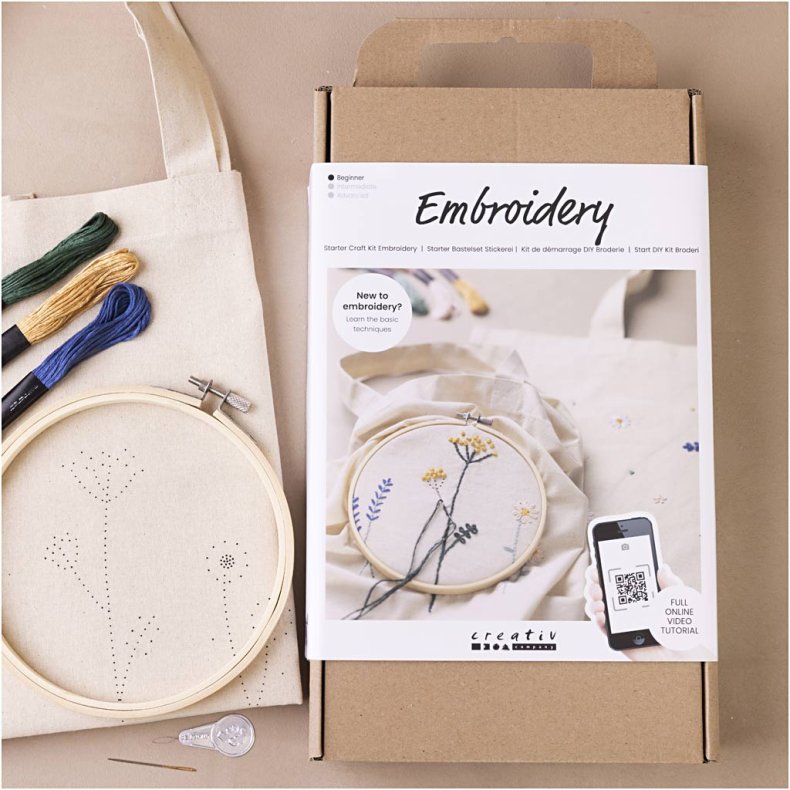 Start DIY Kit Broderi, Blomster, 1 pk.
