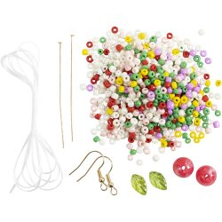 Mini DIY Kit Smykker, Elastikarmb&aring;nd og &oslash;rering, 1 pk.