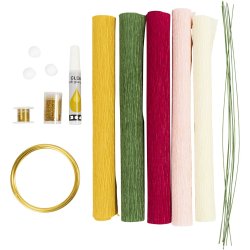 DIY Kit Crepepapir, Krans, Str&aelig;k/crepe: 180%, 1 pk.