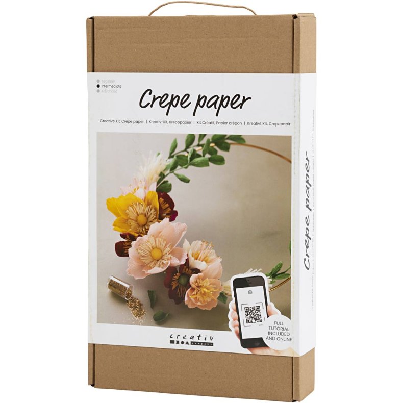 DIY Kit Crepepapir, Krans, Str&aelig;k/crepe: 180%, 1 pk.