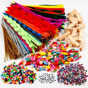 Sjov med klemmer og chenille, ass. farver, 1 sæt