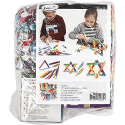 Glitter, glimmer og tr&aelig;pinde, ass. farver, 1 s&aelig;t