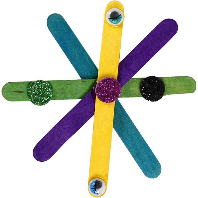 Glitter, glimmer og tr&aelig;pinde, ass. farver, 1 s&aelig;t