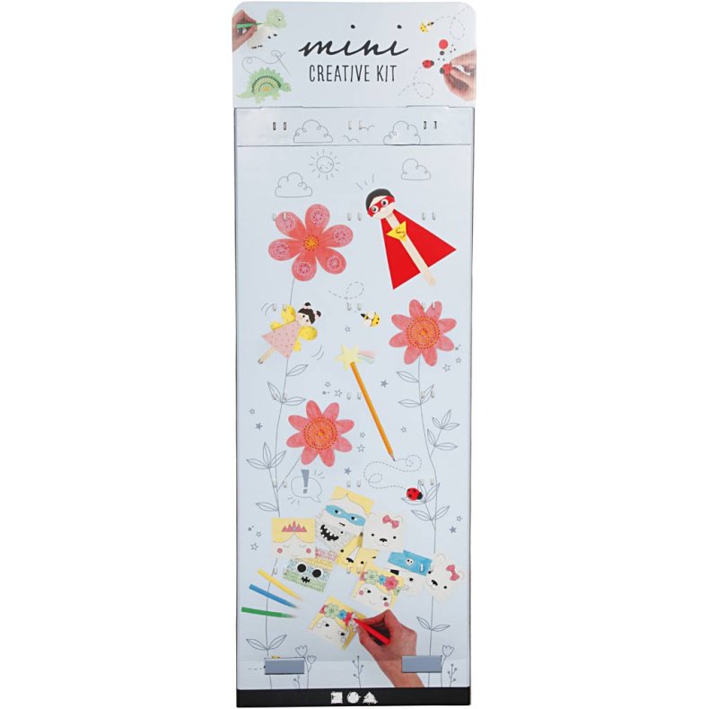 Gulvdisplay med Mini DIY Kit, H: 1500 mm, B: 580 mm, hvid, 108 s&aelig;t/ 1 pk.