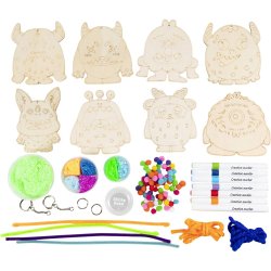 DIY Kit Dekoration, Monstre, colorful, glade farver, st&aelig;rke farver, 1 pk.