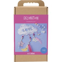 DIY Kit Dekoration, Sky, m&aring;ne, stjerne, glitterfarver, pastelfarver, 1 pk.