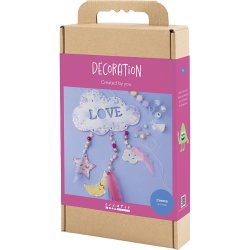 DIY Kit Dekoration, Sky, m&aring;ne, stjerne, glitterfarver, pastelfarver, 1 pk.