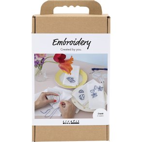DIY Kit Broderi, servietter, off white, 1 pk.