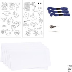 DIY Kit Broderi, servietter, off white, 1 pk.