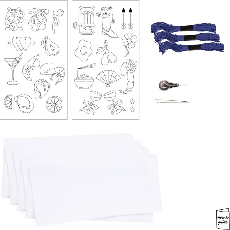 DIY Kit Broderi, servietter, off white, 1 pk.