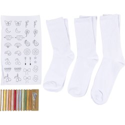 DIY Kit Broderi, str&oslash;mper, hvid, 1 pk.