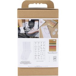 DIY Kit Broderi, str&oslash;mper, hvid, 1 pk.