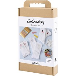 DIY Kit Broderi, str&oslash;mper, hvid, 1 pk.