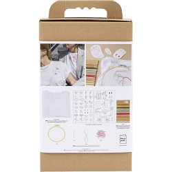 DIY Kit Broderi, t-shirt, hvid, 1 pk.