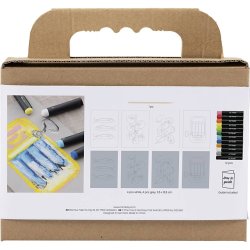 Mini DIY Kit Oliepastel, Fisk og skaldyr, gr&aring;, hvid, 1 pk.