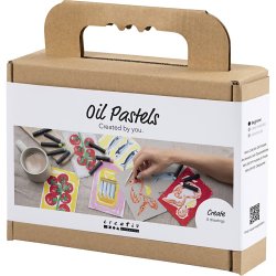 Mini DIY Kit Oliepastel, Fisk og skaldyr, gr&aring;, hvid, 1 pk.