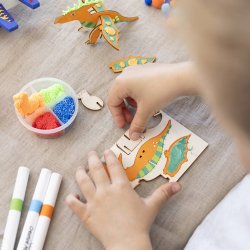 Mini DIY Kit Dekoration, Dinosaur, bl&aring;, gr&oslash;n, orange, r&oslash;d, 1 pk.