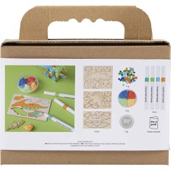 Mini DIY Kit Dekoration, Dinosaur, bl&aring;, gr&oslash;n, orange, r&oslash;d, 1 pk.