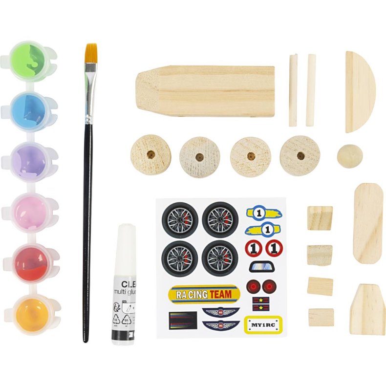 Mini DIY Kit Male, Racerbil, colorful, 1 pk.