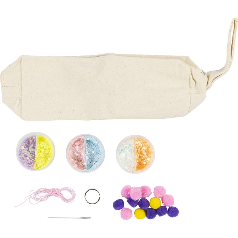 Mini DIY Kit Dekoration, Penalhus, pastelfarver, 1 pk.