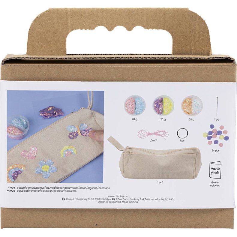 Mini DIY Kit Dekoration, Penalhus, pastelfarver, 1 pk.